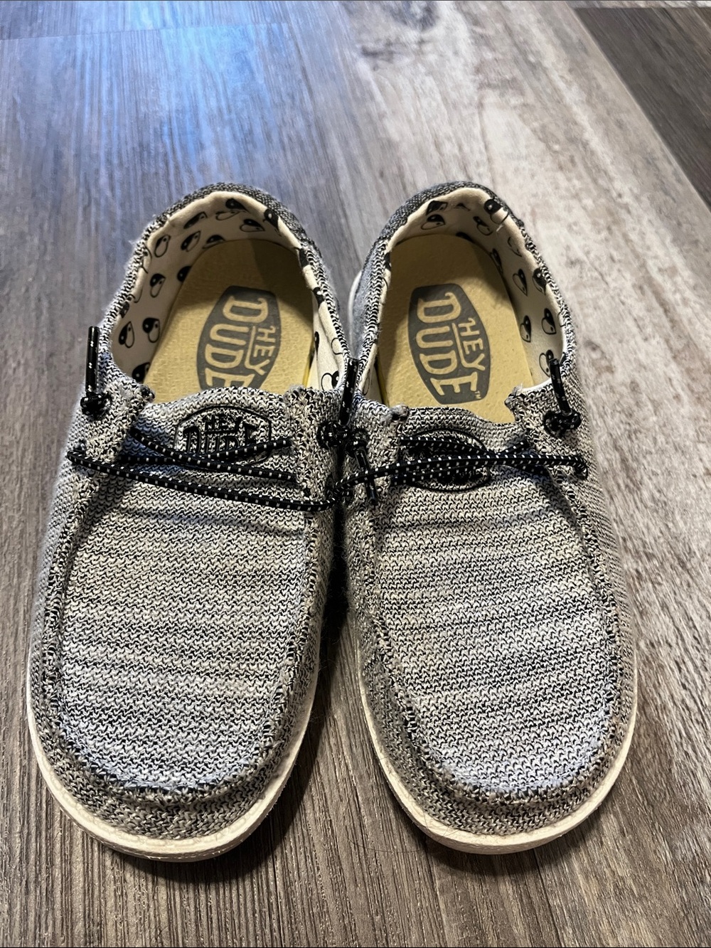 Kids Hey Dude Gray Knit Slip-On Loafers
